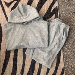 ALO Yoga Gray Hoodie and Sweatpants Set size large for both